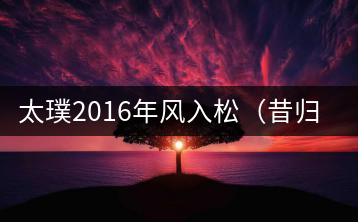 太璞2016年風入松（昔歸莊園）專業(yè)品鑒