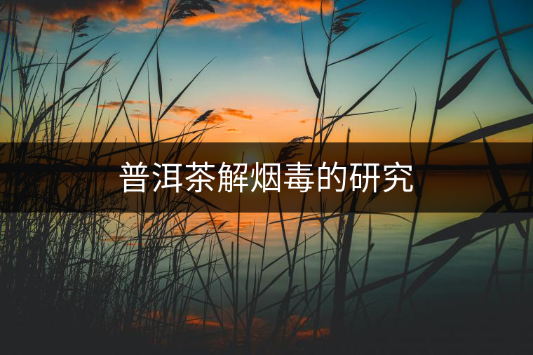 普洱茶解煙毒的研究 普洱茶解煙毒的研究