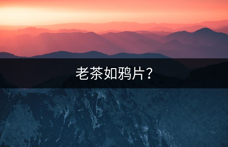 老茶如鴉片？