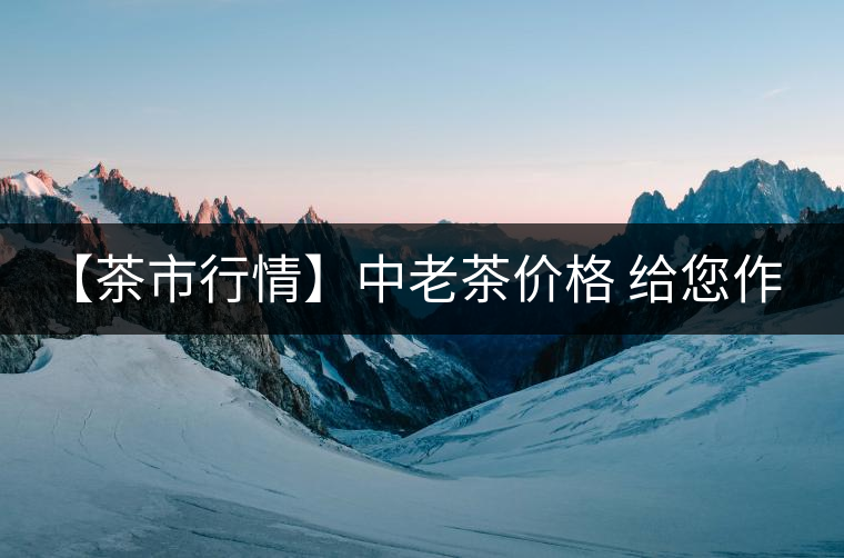 【茶市行情】中老茶價格 給您作參考！