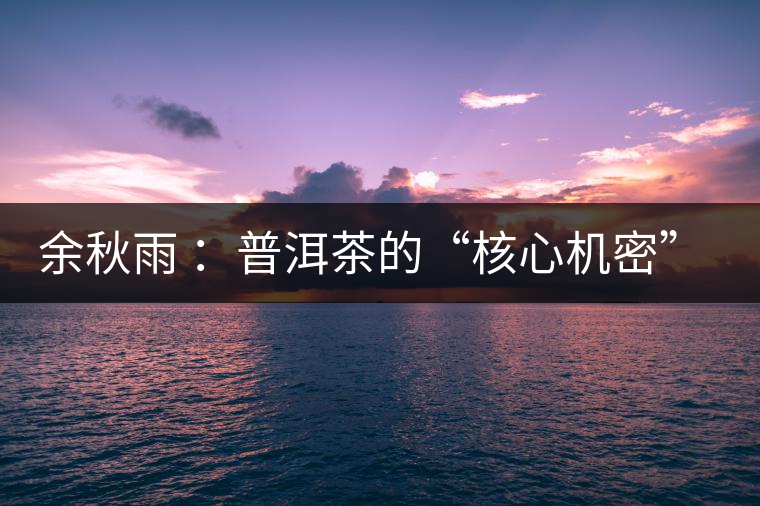 余秋雨 ：普洱茶的“核心機密”是什么？