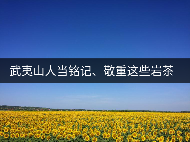 武夷山人當銘記、敬重這些巖茶功臣