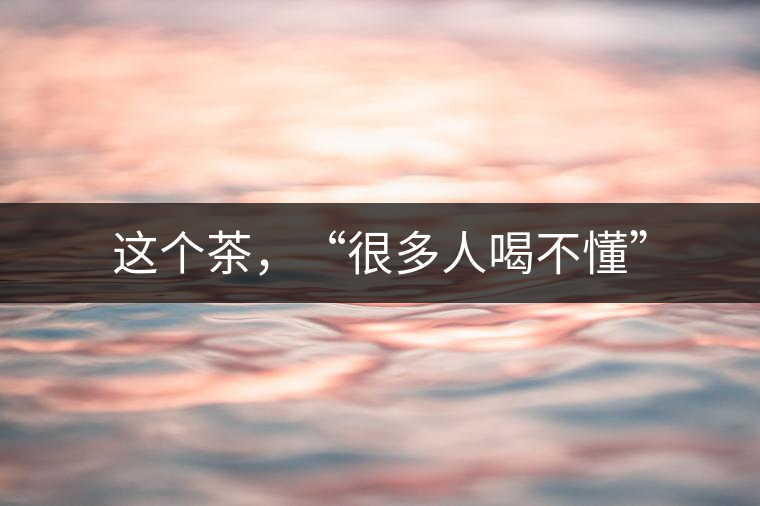 這個(gè)茶，“很多人喝不懂”