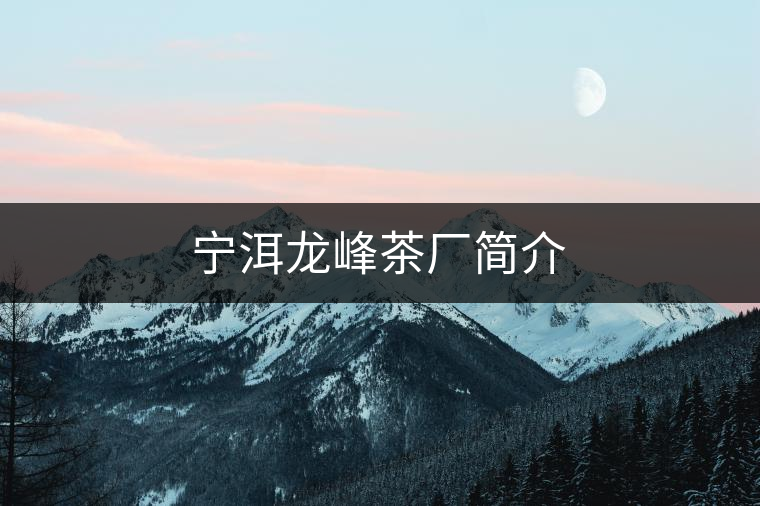 寧洱龍峰茶廠簡(jiǎn)介 寧洱龍峰茶廠簡(jiǎn)介