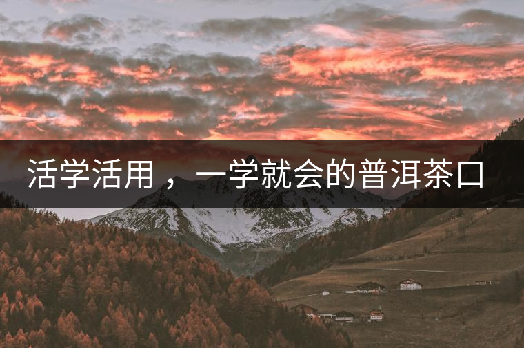 活學(xué)活用 ，一學(xué)就會(huì)的普洱茶口感術(shù)語(yǔ)