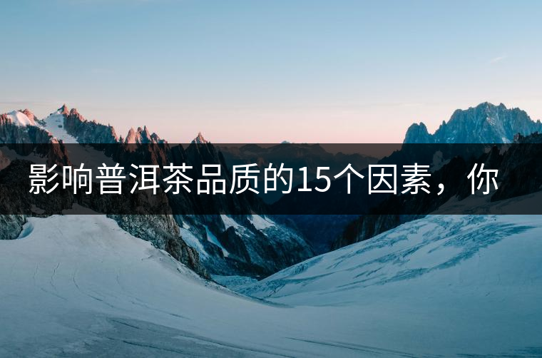 影響普洱茶品質的15個因素，你知道幾個？