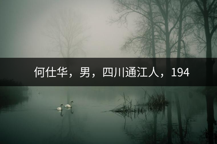　　何仕華，男，四川通江人，1942年7月生，高級(jí)工程師、副研究員，曾任云南省高級(jí)工程師高評(píng)委委員，云南省老科協(xié)茶葉分會(huì)副會(huì)長(zhǎng)，云南省普洱茶葉協(xié)會(huì)技術(shù)委員會(huì)副主任，云南省普洱茶研究中心研究員，獲覺(jué)農(nóng)勛章獎(jiǎng)、老茶人貢獻(xiàn)獎(jiǎng)，全國(guó)弘揚(yáng)茶文化突出貢獻(xiàn)獎(jiǎng)。